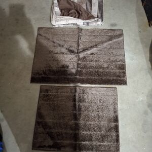 Plush Brown Bath Rugs - Set of 2